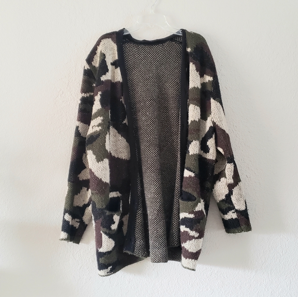 Dance & Marvel Camo Camouflage Oversized Chunky Cardigan Sweater M/L